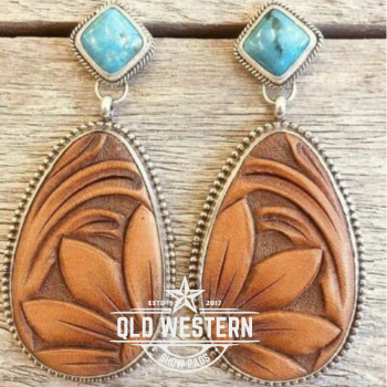 Vintage Western Style Silver Turquoise Earrings