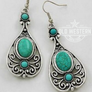 Silver Turquoise Western Drop Earrings
