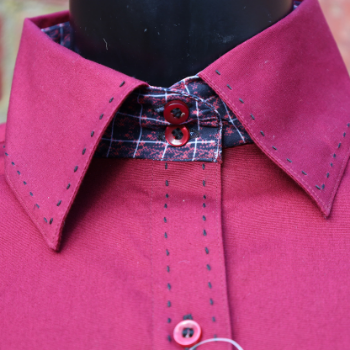 Buck Stitch Show Shirt with Contrast Inside Trim, Collar & Cuffs