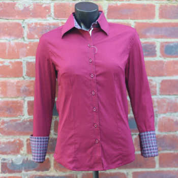 Buck Stitch Show Shirt with Contrast Inside Trim, Collar & Cuffs