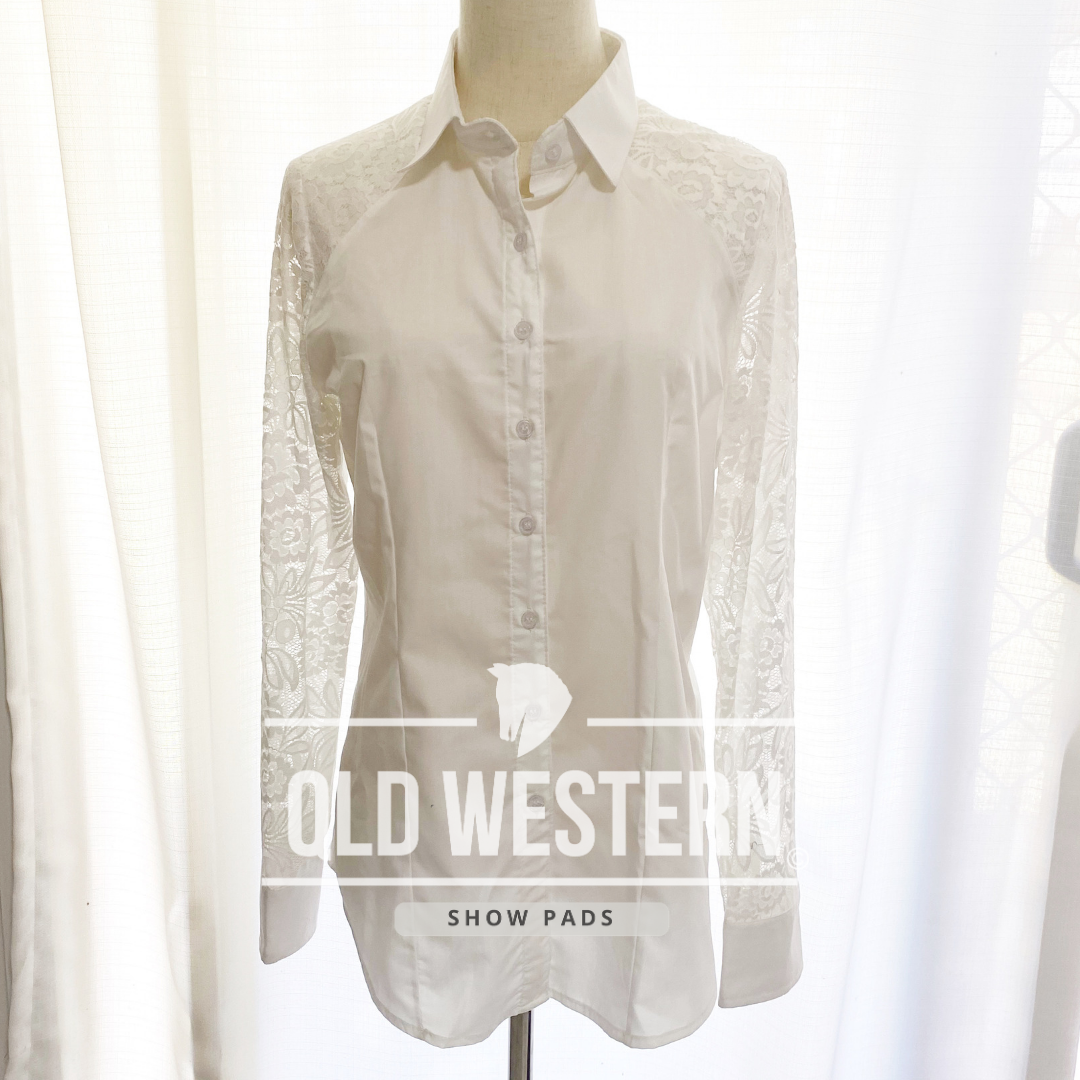 Lace sleeve show shirt - WHITE